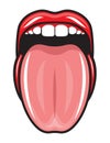 Open mouth sticking out tongue illustration