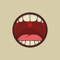 Open Mouth with Teeth and Tongue Vector