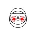 open mouth thin line icon tonsillitis