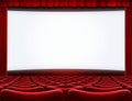 Open movie screen in cinema theater 3d illustration Royalty Free Stock Photo