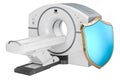 Open MRI Magnetic Resonance Imaging Scanner with shield, 3D rendering Royalty Free Stock Photo