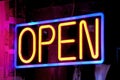 Open neon sign