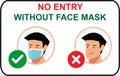 No Entry Without Face Mask or Wear a Mask Icon.