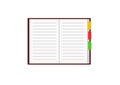 Open notebook with bookmarks - office item