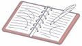 Open notebook with feather pen, classic writing, creative notes. vector design Generative AI Royalty Free Stock Photo