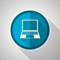 Open notebook, laptop, mobile computer symbol, flat design vector blue icon with long shadow Royalty Free Stock Photo