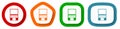 Open notebook, laptop, mobile computer vector icon set, flat design buttons on white background Royalty Free Stock Photo