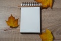 An open notebook lies on the table in a dry sheet, think and write down your thoughts