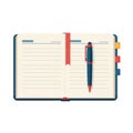 Open notebook with lined pages, featuring a blue cover and multicolored tabs on the Royalty Free Stock Photo