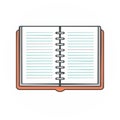 Open notebook with lined pages, orange cover, vector illustration of education concept Royalty Free Stock Photo