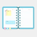 Open notebook for notes with to do list notepad paperclip