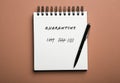 Open notebook and pen on background, top view. Counting days of quarantine during coronavirus outbreak Royalty Free Stock Photo