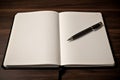 Open notebook pen document closeup. Generate Ai Royalty Free Stock Photo