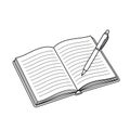 Open notebook with pen ready for writing and learning Royalty Free Stock Photo
