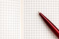 Open notebook with pen on white background closeup Royalty Free Stock Photo