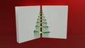 Open notebook with spiral in the form of a Christmas tree 3D rendering