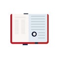 Open notebook vector illustration in flat design style, red note book icon design Royalty Free Stock Photo