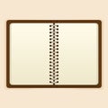 Open notebook with white page on beige background Royalty Free Stock Photo