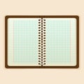 Open notebook with white page on beige background Royalty Free Stock Photo