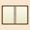 Open notebook with white page on beige background Royalty Free Stock Photo