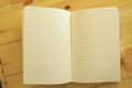 Open Notebook on Wooden Background Royalty Free Stock Photo
