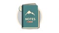 Open Notes Notebook with Mountain Icon and Pencil Illustration Royalty Free Stock Photo
