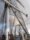 Open ocean sailing on a squarerigger tallship sailing vessel Royalty Free Stock Photo