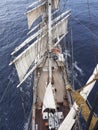 Open ocean sailing on a squarerigger tallship sailing vessel Royalty Free Stock Photo