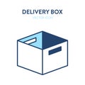 Open office box flat isometric icon. Vector illustration of a cardboard office box for papers and personal belongings. Parcel Royalty Free Stock Photo