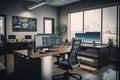 Open Office Space with Technology-Equipped Desks