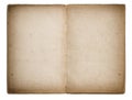 Open old book aged paper pages isolated white background Royalty Free Stock Photo