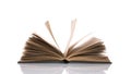 Open old book on white background Royalty Free Stock Photo