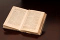 An open old German bible resting on a table Royalty Free Stock Photo
