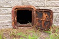 Open old rusted iron door
