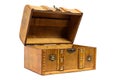 Open old wooden chest on white background Royalty Free Stock Photo