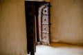 Open old wooden double door at Hotel Radhika Haveli Mandawa in Rajasthan, India Royalty Free Stock Photo