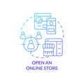 Open online store blue gradient concept icon Royalty Free Stock Photo