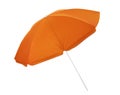 Open orange beach umbrella isolated on white Royalty Free Stock Photo