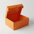 Open orange cardboard box on white background isolated on white background Royalty Free Stock Photo
