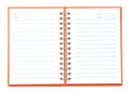Open orange notebook