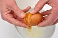 Open organic egg to separate egg yolk