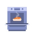 Open oven with chicken concept