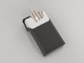 Open pack of cigarettes on grey background. 3D rendering