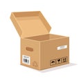 Open Packaging Box brown color, isolated Royalty Free Stock Photo