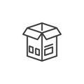 Open packaging box line icon