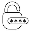 Open padlock displaying password with stars showing it is unlocked