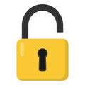 Open Padlock Flat Icon Isolated on White