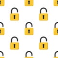 Open Padlock Flat Icon Seamless Pattern