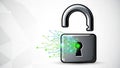 Open padlock with glowing digital circuits symbolizing cybersecurity Royalty Free Stock Photo