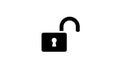 Open padlock icon on a white background for security and access concepts Keywords: lock, unlocked, open, padlock Royalty Free Stock Photo